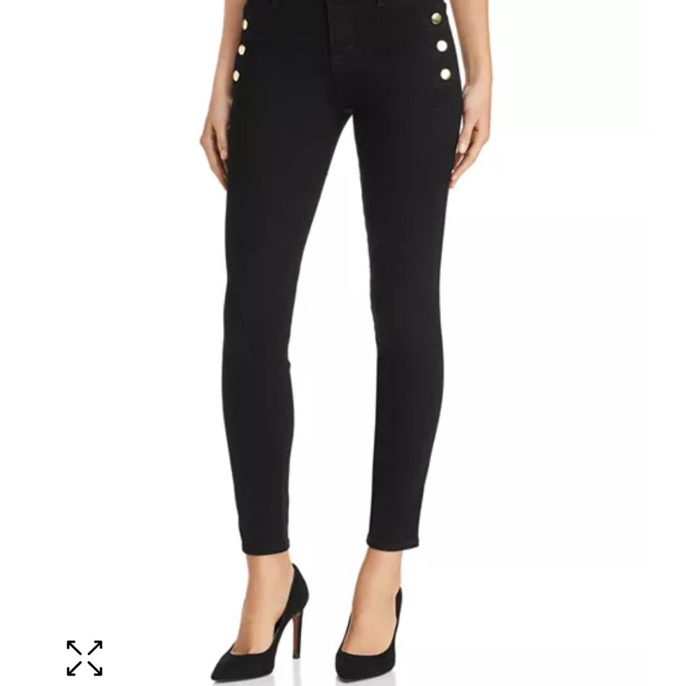 J Brand Black Skinny Jeans with Gold Buttons